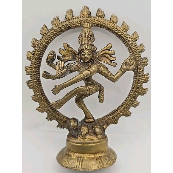 Other - VINTAGE Shiny Dancing Shiva Nataraja Shiva‎ Hindu God Brass Statue 4"
